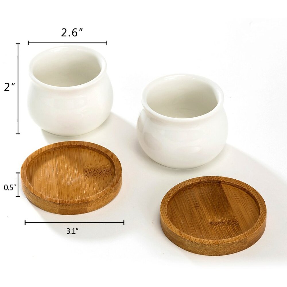 2 pc Set of small Jar Shape pots;  w/drainage holes and bamboo saucer